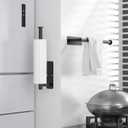 ASTOFLI Paper Towel Holder Under Cabinet No Drilling, Self Adhesive Paper Towel Holder Wall Mount for Kitchen Rack, Under Counter Napin Holder No Drill, RV, 304 Stainless Steel, Matte Black 2 Pack