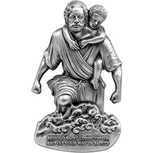 PloreWay St Christopher Medal for Car Sun Visor, Metal Saint Christopher Car Visor Clip, Talisman for Safety, Automotive Visor Accessories, Gift for Drivers, Families, Friends, Men, Women