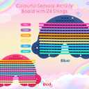 2 Pack Sensory Activity Board Silicone Fidget Toy, Double-Sided Rainbow Sensory Toys for Autism, Stress, Anxiety, ADHD, Kids 3+& Adults, Includes Travel Bag & 24 Strings, Red & Dark Blue