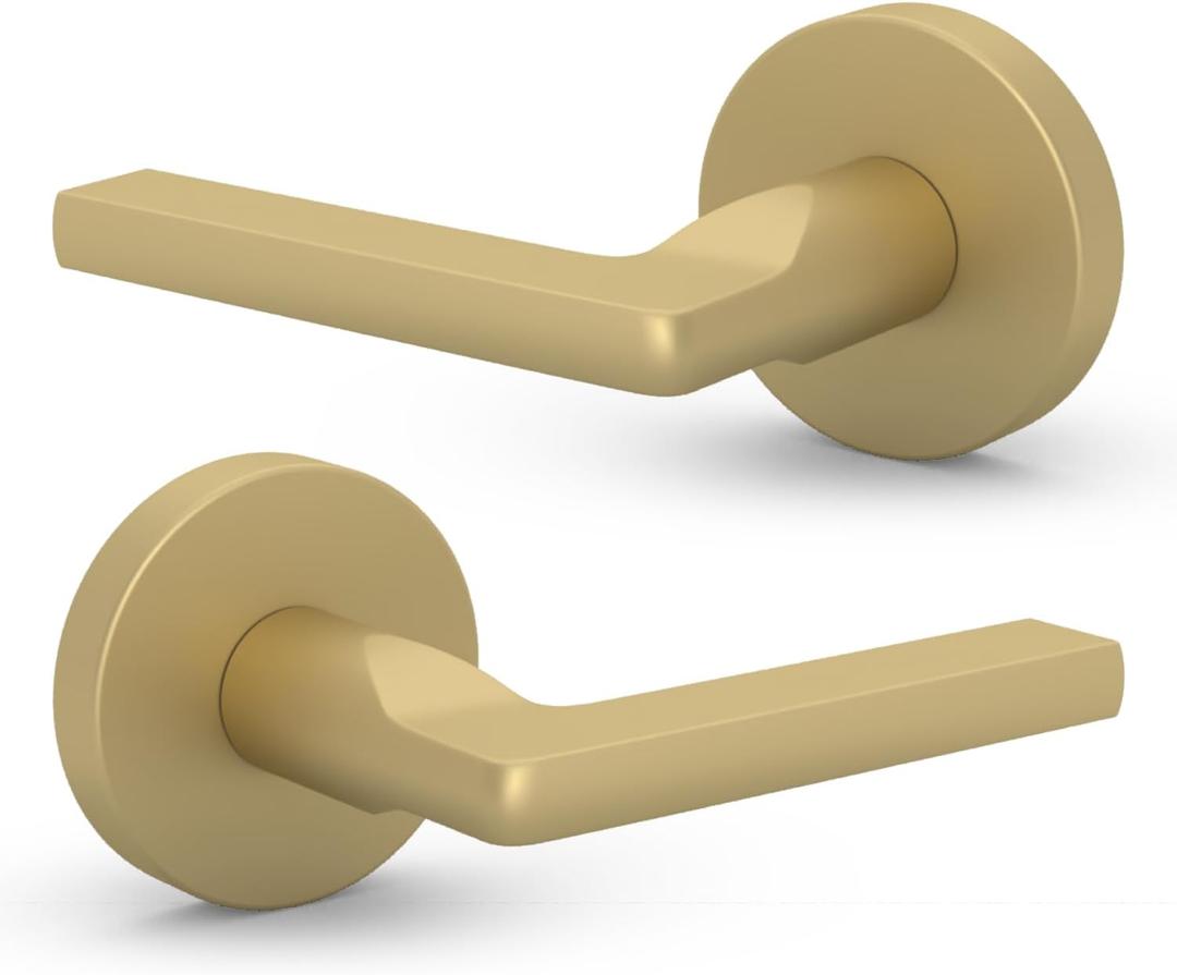 Ralph Dummy I Lever Door Lock Handle Set for Closet or French Doors I Single Side, Non-Turning I Reversible I Fits All Standard Door Sizes I Screws Included - Satin Brass 12 Pcs