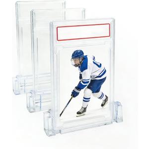 3-Pack Modular PSA Card Display Stand - Horizontal or Vertical Stackable Acrylic Holder for Sports Cards, Trading Cards, PSA Card Case Graded Card Display