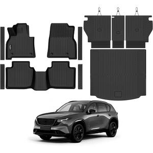 Floor Mats for Mazda CX-5 CX5 2026 Accessories | Trunk Mat and Backrest Mat & Door Sill Guard All Weather TPE Protector Odorless Full Set Interior Floor Liners