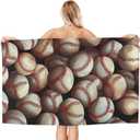 Retro Baseball Pattern Beach Towel Quick Dry Microfiber Game Sport Towel Lightweight Large Swimming Towel for Travel Pool Camping Absorbent Soft Beach Towel for Women Men Girls Boys 52x32 Inches