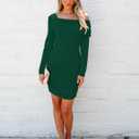luvamia One Shoulder Dresses for Women Bodycon Long Sleeve Ruched Cocktail Party Date Night Short Dress Special Occasion (Green, S)