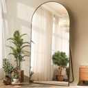 HARRITPURE 76"x34" Arched Full Length Mirror Free Standing Hanging Mounted Mirror Aluminum Frame Modern Simple Home Decor for Living Room Bedroom Cloakroom, Black