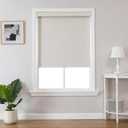 Joydeco 100% Blackout Roller Shades (Pro), Free-Stop Cordless Blinds for Windows, UV Protection, Natural Woven Blinds for Home and Office, Light-Proof Aluminum Cover (Beige, 32" W x 75" H)