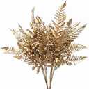 PASYOU Artificial Plants, Golden Fake Flowers Decoration for Christmas Plastic Boston Grass Faux DIY Crafts Indoor Outdoor Home Décor Garden Party Room Bedroom Wedding Table Centerpiece, Gold 2 Pack