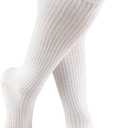Truform Compression Socks, 15-20 mmHg, Men's Gym Socks, Knee High Over Calf Length, White, Large