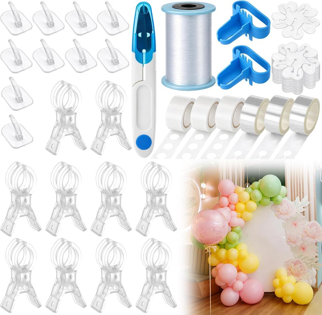 Vicenpal Balloon Arch Decor Kit with Tools for Creating Garland Backdrops Includes Balloon Arch Clips, Fishing Line, Strips, Adhesive Glue, Hooks Accessories for Birthday Wedding Baby Shower Party