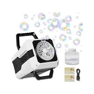 2025 Bubble Blower with LED Lights Automatic Bubble Machine Operated by USB or Battery,for Wedding/Outdoor Party Essential Toy Kids Birthday Gift