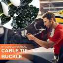 2 x Nylon Universal Cable Tie Buckle–Heavy Duty Self-Locking Zip Ties Holder with Pin & Button Design, Plastic Cable Ties Tool Fasteners Car Body, UV Resistant Zipties for Car Daily Auto Fixing (100Pcs)