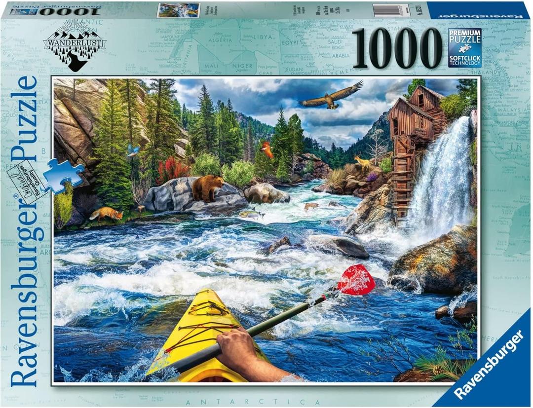 Ravensburger Whitewater Kayaking Puzzle - 1000-Piece Jigsaw for Adults | Unique Piece Design | Softclick Technology Vibrant, Glare-Free Artwork | Sustainable Forestry Certified
