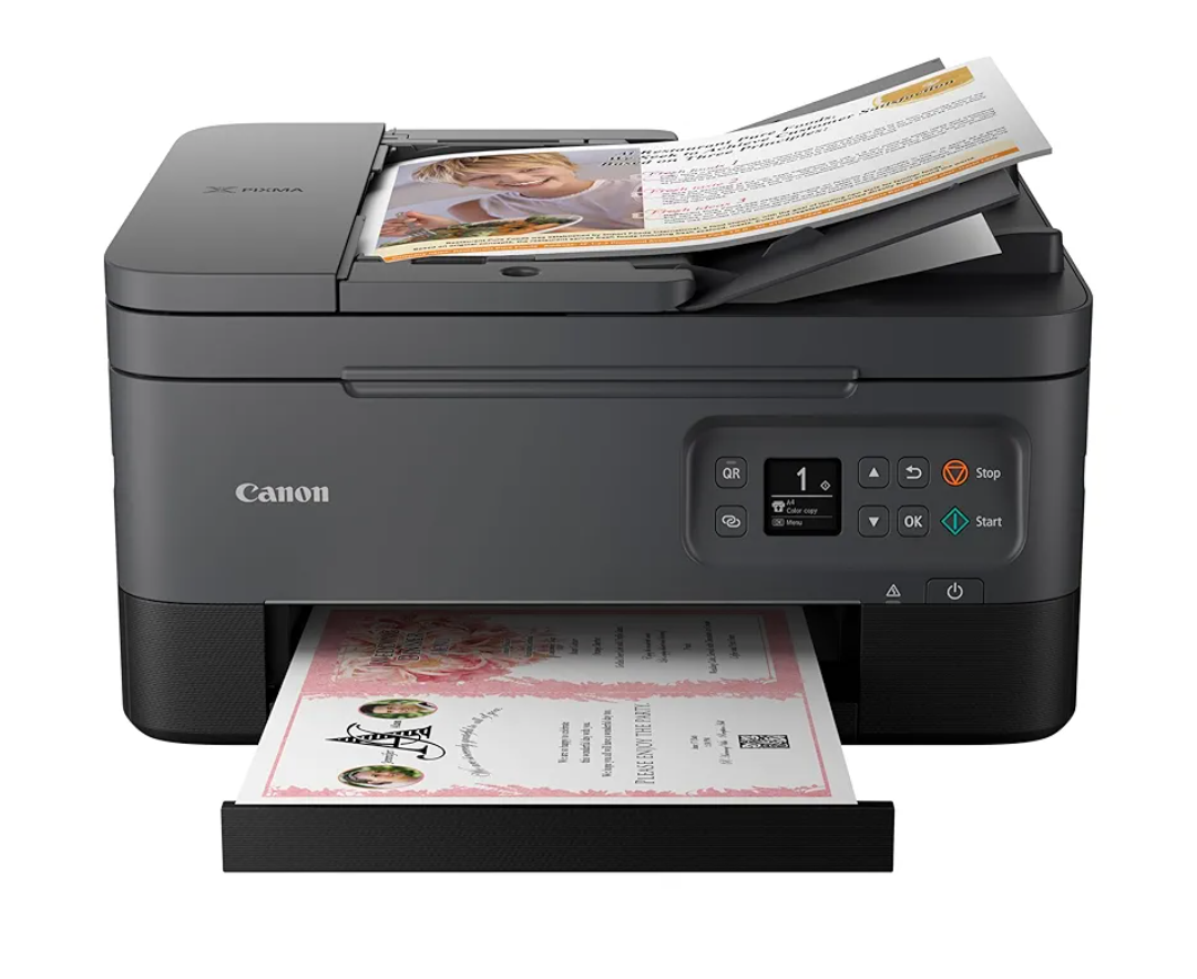 Canon PIXMA TR7020a All-in-One Wireless Color Inkjet Printer, with Duplex Printing, Mobile Printing, and Auto Document Feeder, Black, Works with Alexa