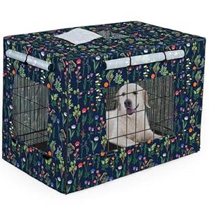 Bienbee Dog Crate Cover, 48 inches Windproof Crate Covers for Dog Cages Breathable Dog Kennel Cover Double Sided Zipper Dog Cage Cover for Wire Dog Cage Indoor Outdoor Protection