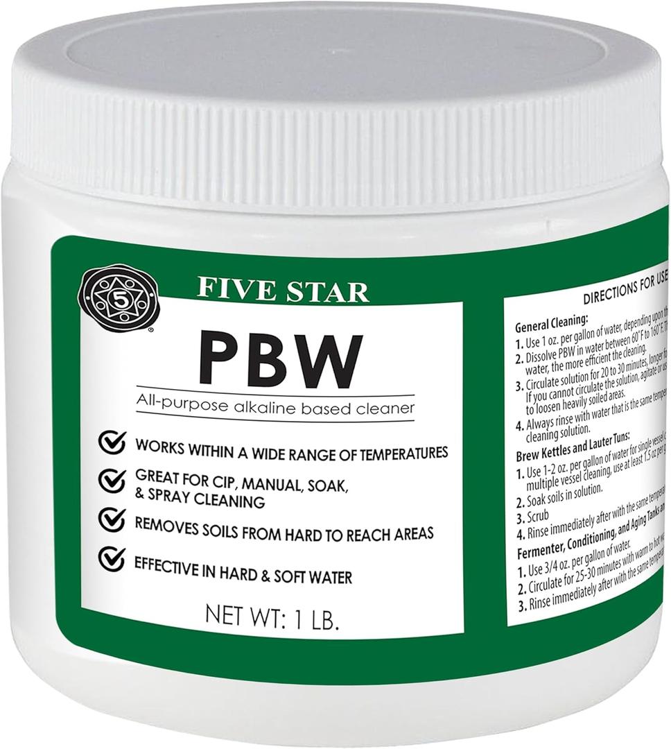 Five Star PBW - 1 lbs - Non-Caustic Alkaline Cleaner, White - pbw1