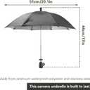 Camera Hot Shoe Umbrella, 360 Swivel DSLR Camera Sunshade & Rain Cover for Camera with Hot Shoe, Waterproof Photography Accessory for Outdoor Photographing, Filming, Live Streaming, 20 Inch Black