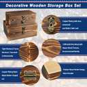 Wooden Box with Lock and Keys Hinged Lid Treasure Chest Memory Hobby Preservation Rustic Decorative Archival Organizer Jewelry Gadget Trinkets Keepsake Wood Storage Boxes 2 Pack Smokey Color