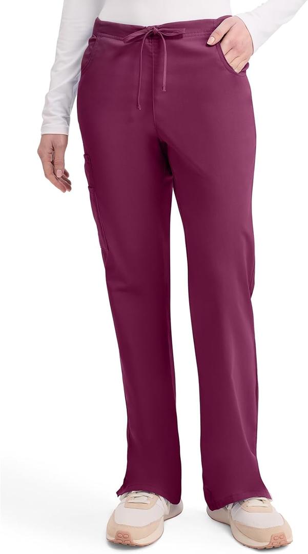 Dickies EDS Signature Scrubs for Women, Drawstring Cargo Pants for Women in Soft Brushed Poplin 86206 (Large Tall, Wine)