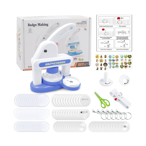 Lymoc Badge Maker Machine with 3 Pins Sharp,Upgrade Button Maker Artist DIY Pin Maker Press Machine Badge Punch Kit with 86 pcs Button Parts Circle Cutter Present Installation-Free,Blue