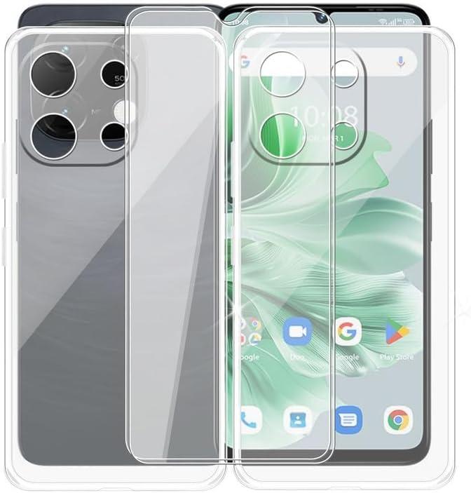 Phone Case for Umidigi G9C (6.75"), with 2 x Tempered Glass Screen Protector, with 2 x Ultra-Thin Clear Soft TPU Bumper Anti-Scratch Shock-Proof Case for Umidigi G9C - Clear+Clear