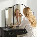 Besdomus Black Scalloped Vanity Mirror: 36"x24" Three Sided Dresser Miror