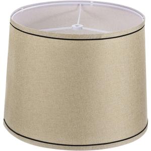 PATIKIL Lamp shades for Table Lamps 11.4" Top x 12.6" Bottom x 9.8" High Drum Lamp shades for Floor Lamps Medium Linen Lampshade Easy Assembly for Lamp Replacement, Beige Black
