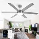 60 Inch Ceiling Fans with Lights and Remote, Indoor Outdoor Nickel Modern Ceiling Fan, Reversible DC Motor Dual-Sided Blades, 3CCT, Large Farmhouse Ceiling Fan for Bedroom Living Room Garage