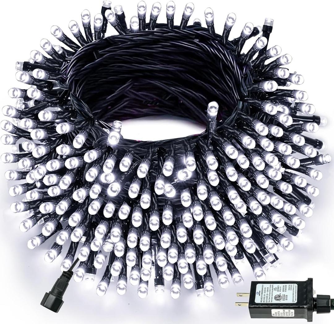 Connectable 300LED 99Ft 13Modes Christmas String Lights Indoor Outdoor | Extendable Green Wire Cool White Christmas Tree Lights with Timer | Twinkle Fairy Light Plug in for Xmas Tree(Cool White)