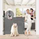 Reinforced 41 Inch Extra Tall Retractable Baby Gate 55" Wide Mesh Baby Gate Retractable Pet Gate with Support Rods Prevents Crawling Under, Indoor Retractable Gate Outdoor Extra Tall Pet Gate, Gray