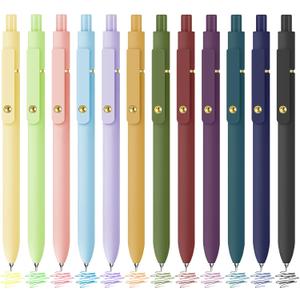 12 Pcs Colored Pens Colorful Pens 0.5mm Colored Ink Gel Pen Fine Point Smooth Writing Pen for Journaling and Note Taking Office School Supplies Gifts (12 Pcs Vibrant and Vintage Gold)