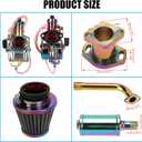 YOXUFA VM22 26mm Carburetor Exhaust Pipe Muffler Stage 2 Kit for Predator 212cc 224cc 196cc Coleman CT200U BT200X Baja MB200 KT196 Go Kart 6.5HP GX160 Engine Parts Mini Bike Throttle Assembly (colour-plated)