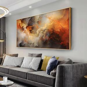 VHMING Abstract Wall Art Framed Ready to Hang Home Decor Orange White Artwork Wall Art Prints Canvas Painting Large Size for Living Room Bedroom Office Decoration 30"x60"