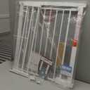 29.5-40.5" Baby Gate for Stairs, Dog Gate for Doorways, Walk Thru Auto Close Metal Baby Safety Gate for The House, Stairs and Doorways, Child Gate Pressure Mounted, Pet Gate for Dog Indoor - White