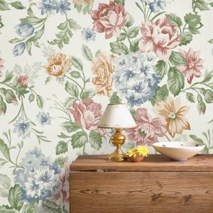 Vintage Floral Peel and Stick Wallpaper Floral Contact Paper for Cabinets and Drawers Flower Removable Self Adhesive Hydrangea Wallpaper for Bedroom Bathroom Waterproof Green Leaf 197inL17.3inW