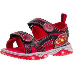 Disney Kids Cars Toy Story Mickey Spiderman Sonic Sandal LED Light Up Slides Toddler/Little Kid/Big Kid (Black/Red)