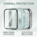 Slim Braided Stretchy Band and Case Compatible for Apple Watch Bands Women 40mm 41mm 42mm 44mm 45mm 46mm, Thin Nylon Solo Loop Protective Cover and Screen Protector for iWatch Series 11/10/9/8/7/6/5/4