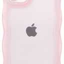 SKYLMW Compatible with iPhone 12 Case Wavy Frame Cute,Clear/Pink