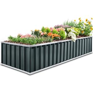KING BIRD Galvanized Raised Garden Bed with 2 Installation Methods for DIY, 101" x 36" x 18" Heightened Planter Kit Box Outdoor for Deep-Rooted Vegetables, Flowers, Dark Grey