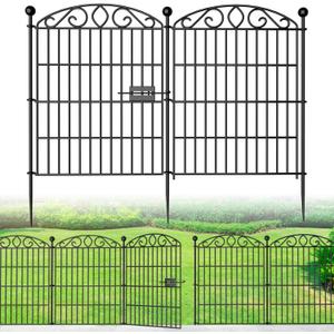 Garden Fence 12 Panel with Gate - 30in H x 23.6ft L, No Dig Rustproof Metal Tall Animal Barrier for Dogs Rabbits, Decorative Outdoor Border for Yard, Patio, and Flower Beds