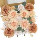 Senseya Artificial Flowers Combo, Nude Color Silk Roses, Peonies, Dahlias with Stems for DIY Wedding Bouquets, Baby Shower, Table Centerpieces, Home Decor, Fake Floral Arrangements, Party Decorations
