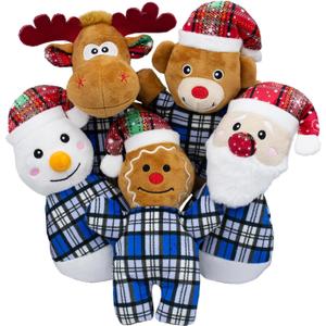 Christmas Dog Squeaky Toy- Plush Dog Toys for Small, Medium Dogs with Squeakers- Interactive Puppy Toys- Cute Soft Stuffed Dessert 5 Sets