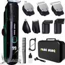 FADEKING Beard Trimmer for Men, Professional Hair Trimmer, Waterproof Electric Beard Trimmer Razor for Nose, Body, Face & Mustache, Cordless Hair Clippers, Grooming Gifts for Men (Green)