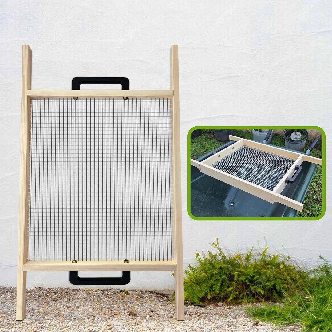 Soil Sifter Large, Garden Rock Sifter, Garden Sifter for Sifting Soil, Worm, Leaves, Loam Soil, Sand and Gravel, Suitable for Wheelbarrow and Handheld (EXP 12/31/36)