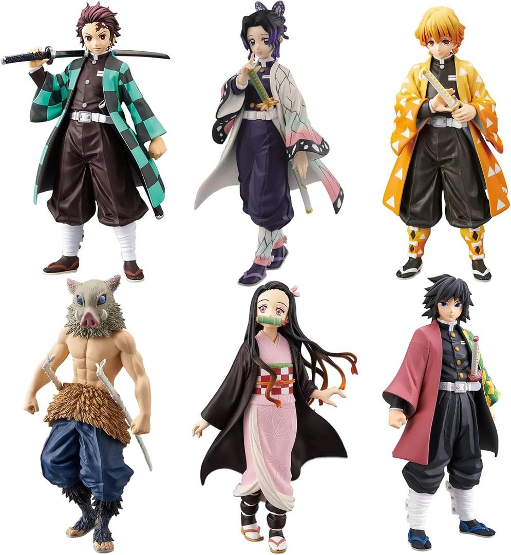 6Pcs Demon Anime Figures Set, Slayer Characters for Anime Fans and Kids (Standing Pose)