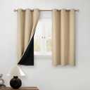 BGment Short 100% Blackout Curtains for Bedroom, Thermal Insulated Energy Efficiency Noise Reducing Grommet Curtains 54 Inch Length with Liner for Small Window Set of 2 Panels Each 42 Inch Wide, Beige