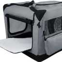 EliteField 3-Door Folding Soft Dog Crate with Carrying Bag and Fleece Bed, Indoor & Outdoor Pet Home (36" L x 24" W x 28" H, Light Gray)