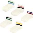 American Trends Womens Crew Socks Retro Mini Striped Ankle Socks Casual Cotton Novelty Socks for Fashion Outfits