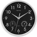 Wall Clock, Sweep Silent Movement Accurate Clocks with Temperature & Humidity, Decorative for Kitchen/Living Room/Bedroom/Office/Bathroom/Classroom (Silver, 10 inch) (10 inches)