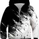 uideazone Boys Girls Zip Up Hoodies 3D Graphic Hooded Sweatshirts Hoody Coat with Pockets for Kids 6-14T (8-10 Years, A1-black and White)
