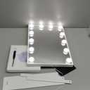 FENCHILIN Lighted Makeup Mirror Hollywood Mirror Vanity Makeup Mirror with Light Smart Touch Control 3Colors Dimmable Light Detachable 10X Magnification 360Rotation(White)